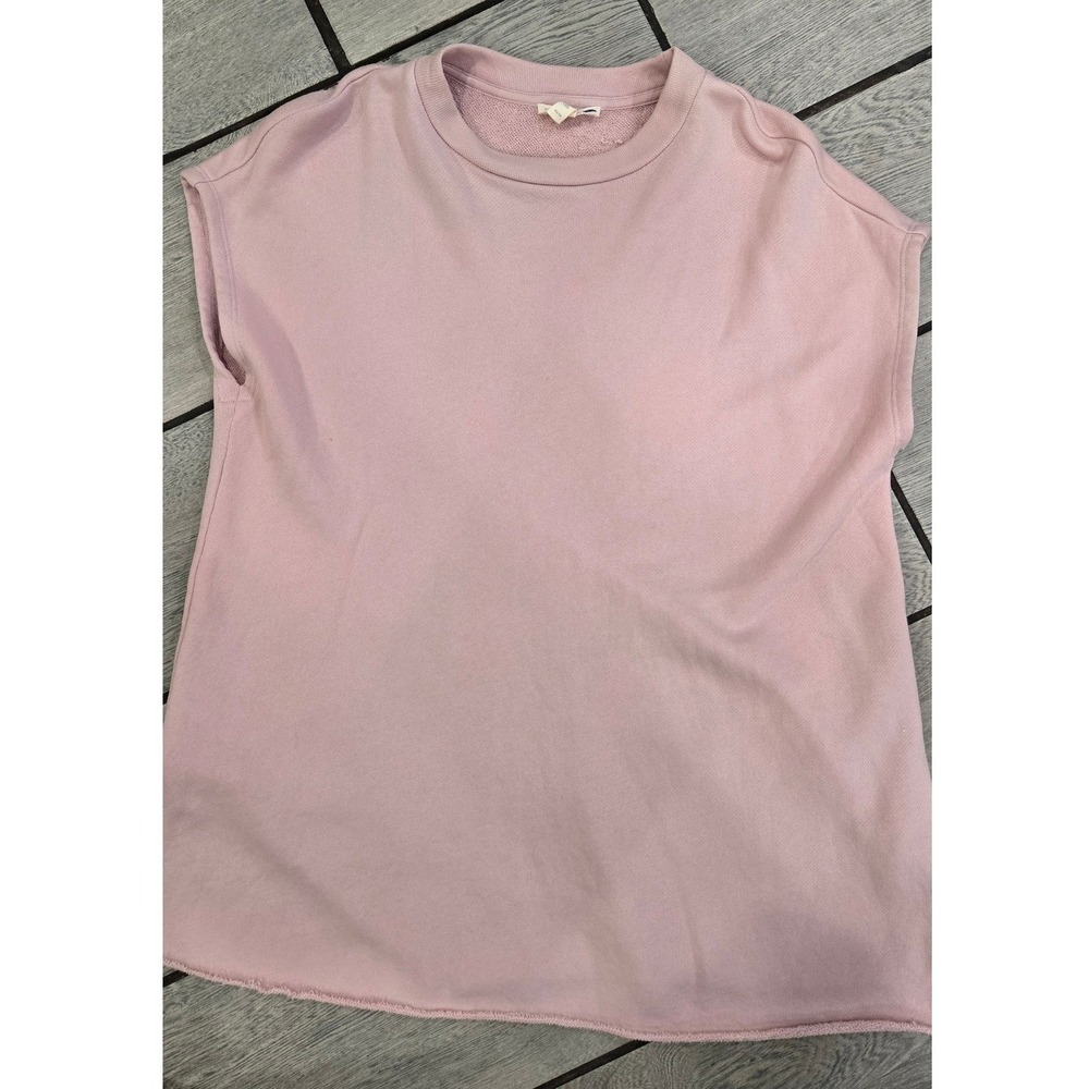 Eileen Fisher Organic Cotton French Terry Sleeveless Sweatshirt Top Pink XS